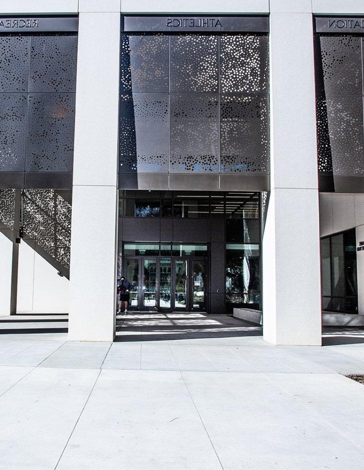 The exterior of the Pomona-Pitzer Center for Athletics, Recreation, and Wellness